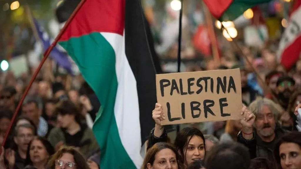Imagen de publicación titulada Marcha por Palestina el 27 de febrero